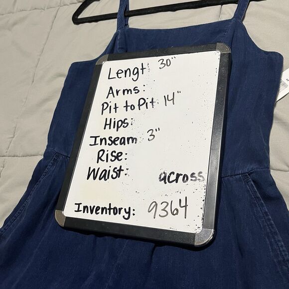 Old Navy Chambray Dark Wash Smocked Short Strappy Romper Womens Size XS NEW - Picture 10 of 10